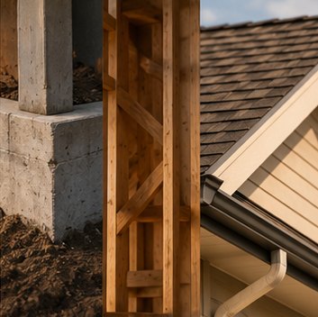 Home foundation, framing, and roofline — structural elements checked during a certified home inspection in Bakersfield, Kern County